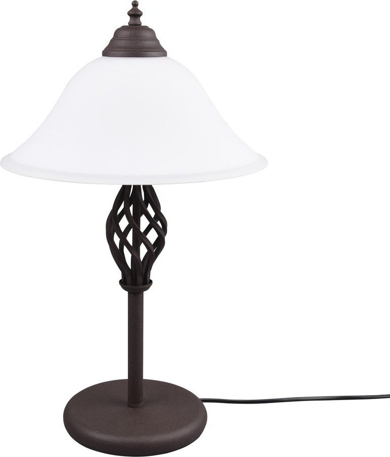 Tmavě hnědá stolní lampa se skleněným stínidlem (výška 50 cm) Rustica – Trio TRIO