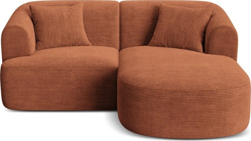 Manšestrová rohová pohovka v terakotové barvě (pravý roh/s lenoškou) Campi – Cosmopolitan Design Cosmopolitan design