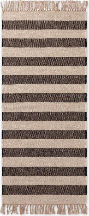 Černý/krémový oboustranný/ručně tkaný jutový běhoun 80x300 cm Playa – Hanse Home Hanse Home