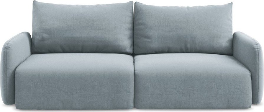 Modrá sametová rozkládací/s úložným prostorem pohovka 238 cm Kalena – Makamii Makamii