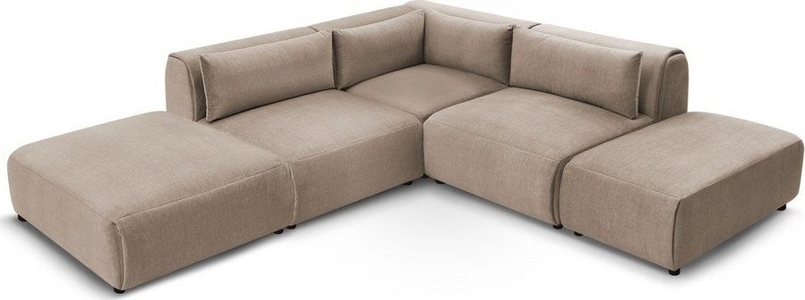 Taupe sametová modulární rohová pohovka Jeanne – Bobochic Paris Bobochic Paris