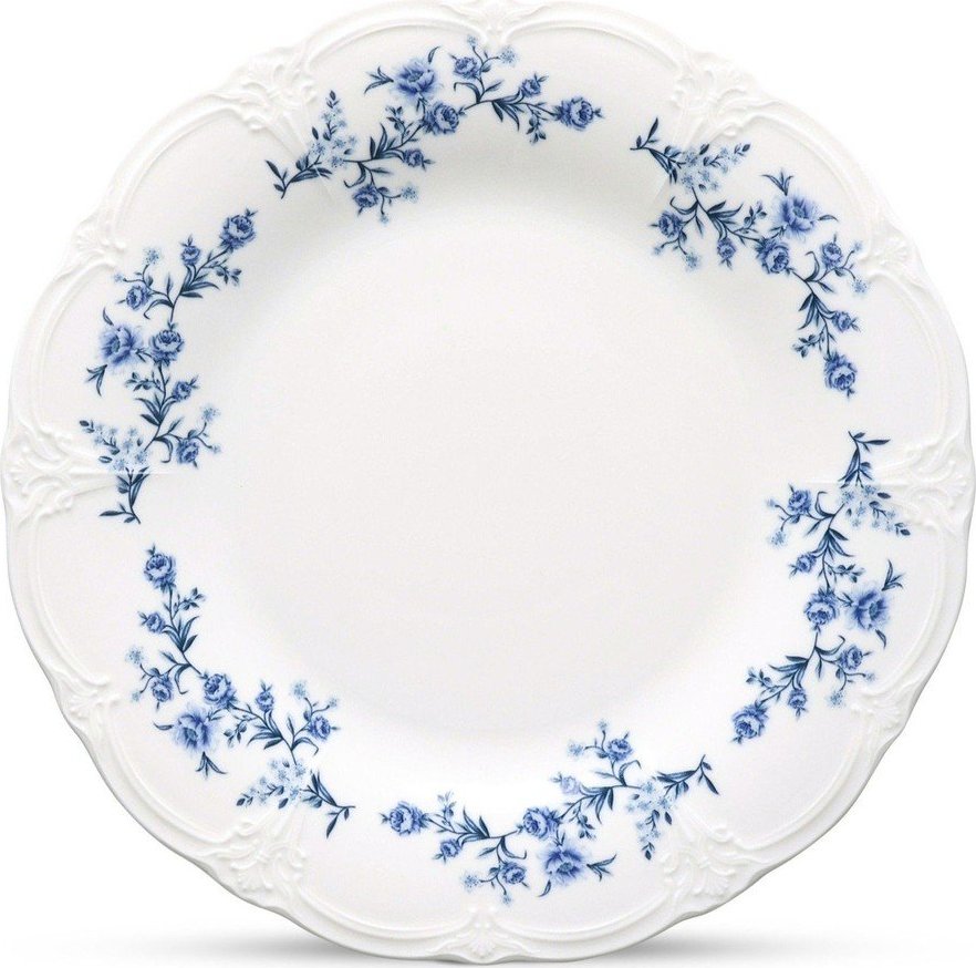 Bílý/modrý porcelánový talíř ø 27