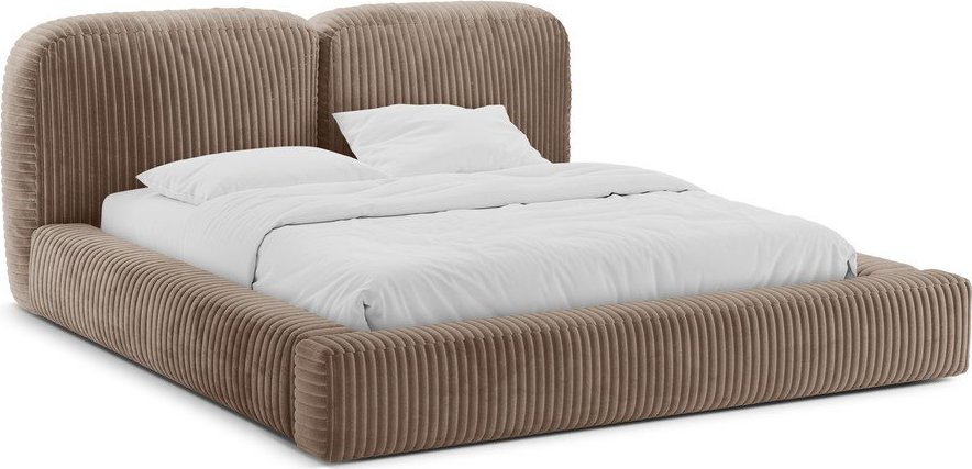 Hnědá čalouněná dvoulůžková postel s úložným prostorem s roštem 180x200 cm Martina – Micadoni Micadoni