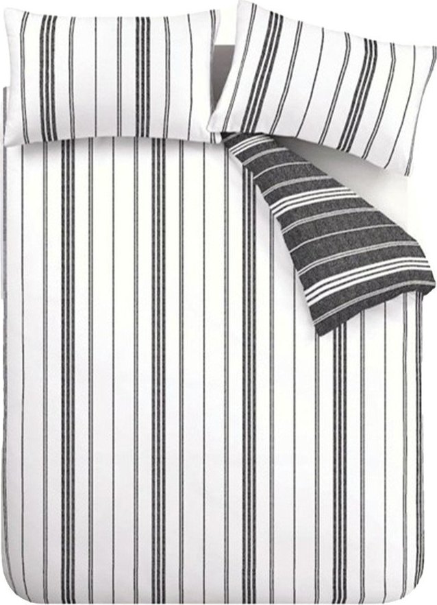 Černobílé 3dílné povlečení na dvoulůžko 200x200 cm Harbour Stripe – Catherine Lansfield Catherine Lansfield