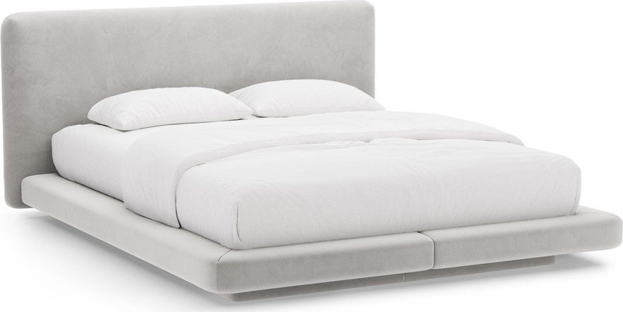 Světle šedá čalouněná dvoulůžková postel 140x200 cm Linea – Micadoni Micadoni