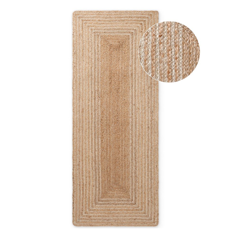 Oboustranný/ručně tkaný jutový běhoun v přírodní barvě/ve světle přírodní barvě 80x300 cm Juno – Hanse Home Hanse Home