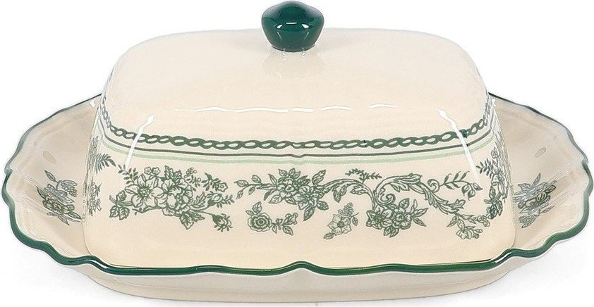 Zelená/slonovinová porcelánová máslenka Cyril – S|P Collection S|P Collection