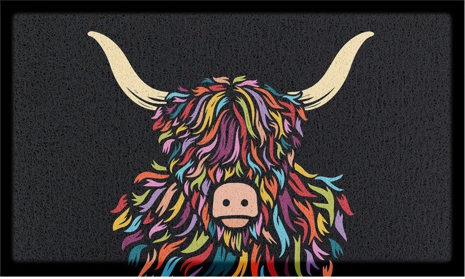 Rohožka z PVC 40x70 cm Highland Cow – Artsy Doormats Artsy Doormats