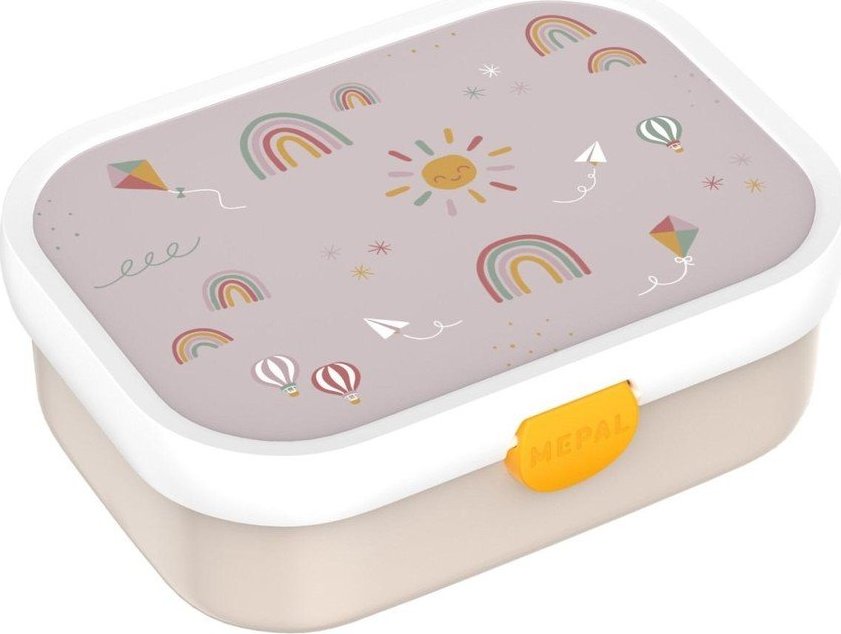 Béžový plastový dětský svačinový box Sunshine & Rainbow – Mepal Mepal