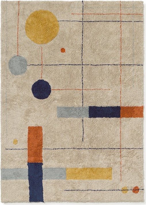 Béžový pratelný/ručně tkaný bavlněný koberec 120x160 cm Geometrical Shapes – Lorena Canals Lorena Canals