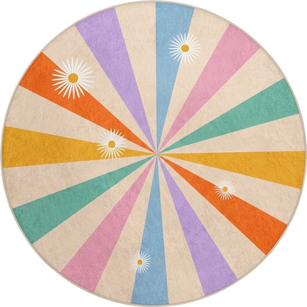 Pratelný dětský koberec ø120 cm Rainbow Daisy – Mila Home Mila Home