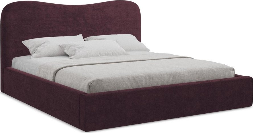 Tmavě fialová čalouněná dvoulůžková postel s úložným prostorem s roštem 160x200 cm Kahai – Makamii Makamii