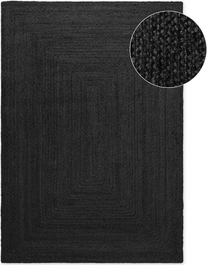 Černý oboustranný/ručně tkaný jutový koberec 120x180 cm Juno – Hanse Home Hanse Home