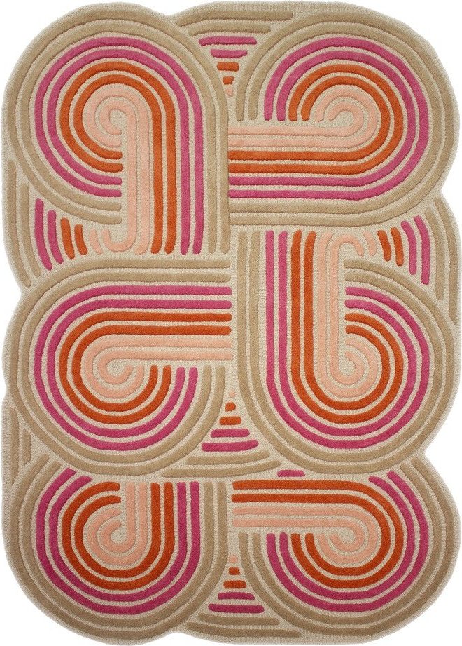 Růžový ručně tkaný vlněný koberec 140x200 cm Spiral Shaped – Flair Rugs Flair Rugs