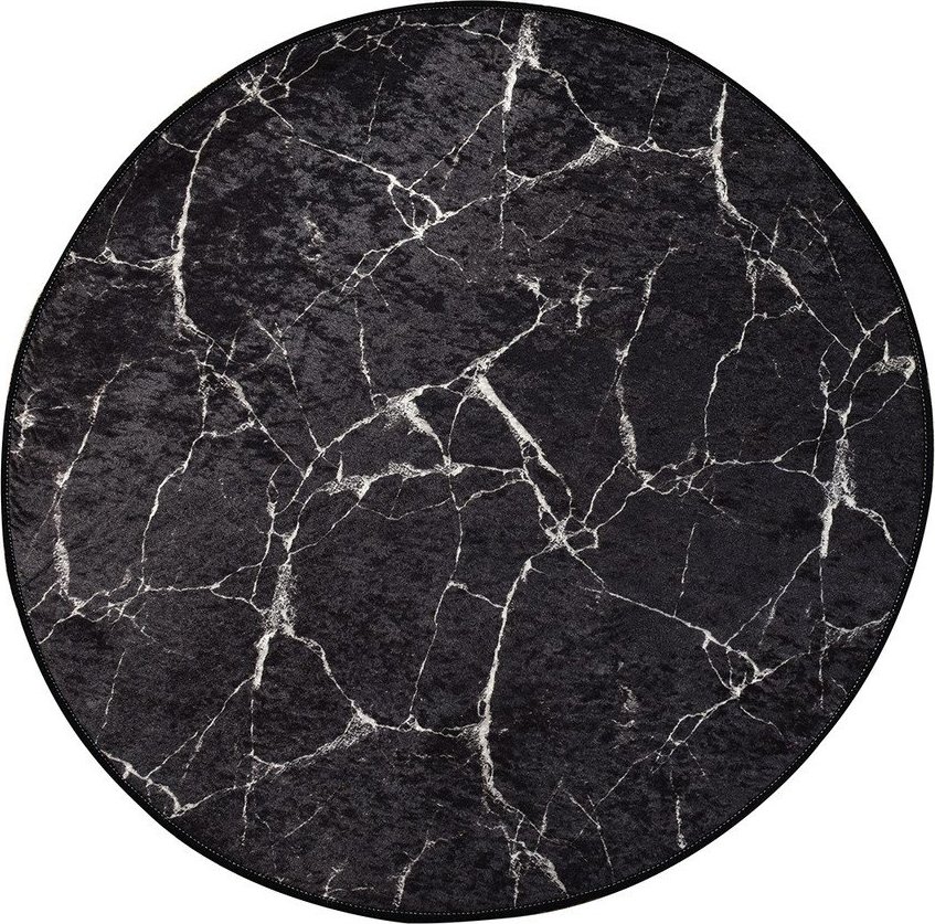 Černá koupelnová předložka ø 100 cm Marble – Foutastic Foutastic