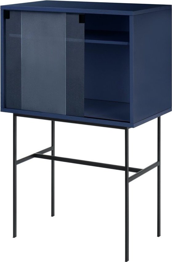 Tmavě modrá vitrína s posuvnými dveřmi 70x109x40 cm Lekko – noo.ma NOO.MA