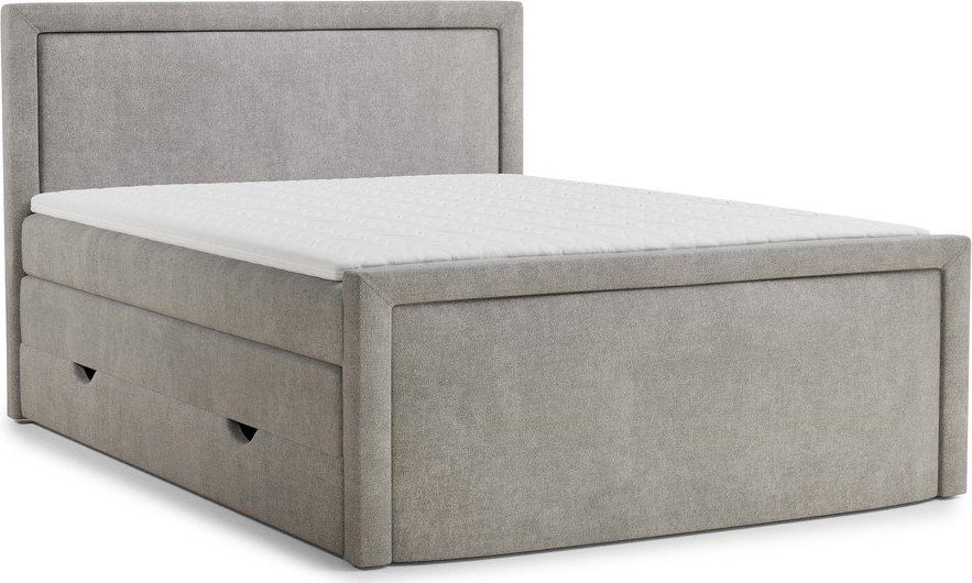 Šedobéžová boxspring postel s úložným prostorem 200x200 cm Fresco – Maison de Rêve Maison de Reve