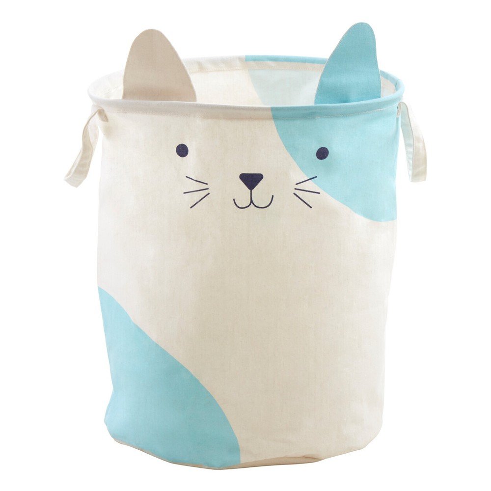 Bílý látkový dětský koš na hračky ø 40x48 cm Mimo Cat Face – Premier Housewares Premier Housewares