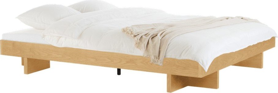 Dvoulůžková postel z MDF v dekoru dubu bez čela s roštem 140x200 cm v přírodní barvě Kito – noo.ma NOO.MA