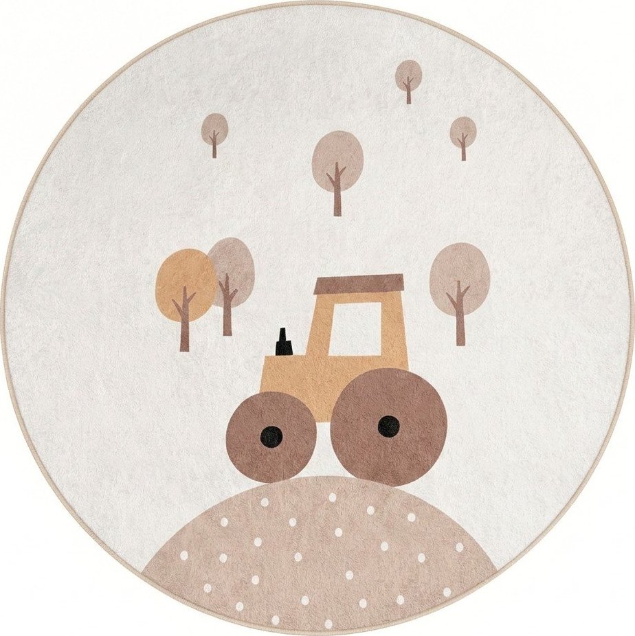 Béžový pratelný dětský koberec ø150 cm Tractor World – Mila Home Mila Home