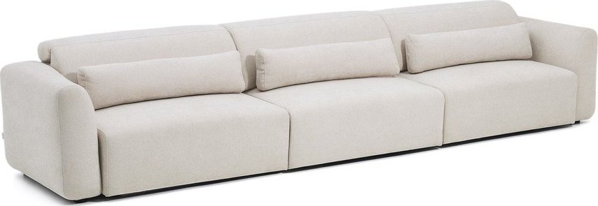 Béžová žinylková polohovací pohovka s lenoškou 410 cm Lares – Kave Home Kave Home