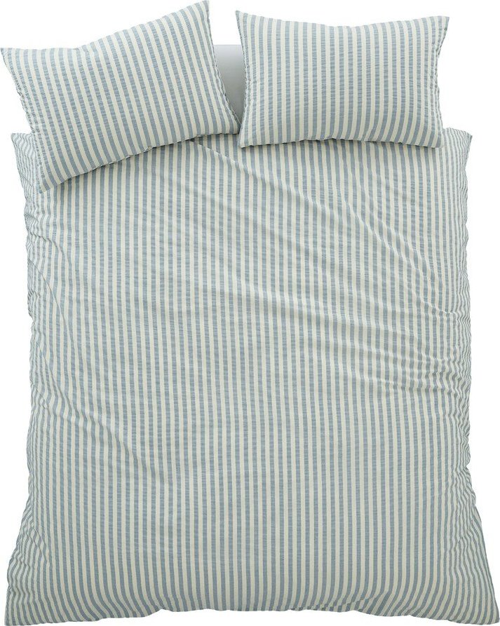 Modré 3dílné povlečení na dvoulůžko 200x200 cm Cotton Rich Woven Stripe – Pineapple Elephant Pineapple Elephant