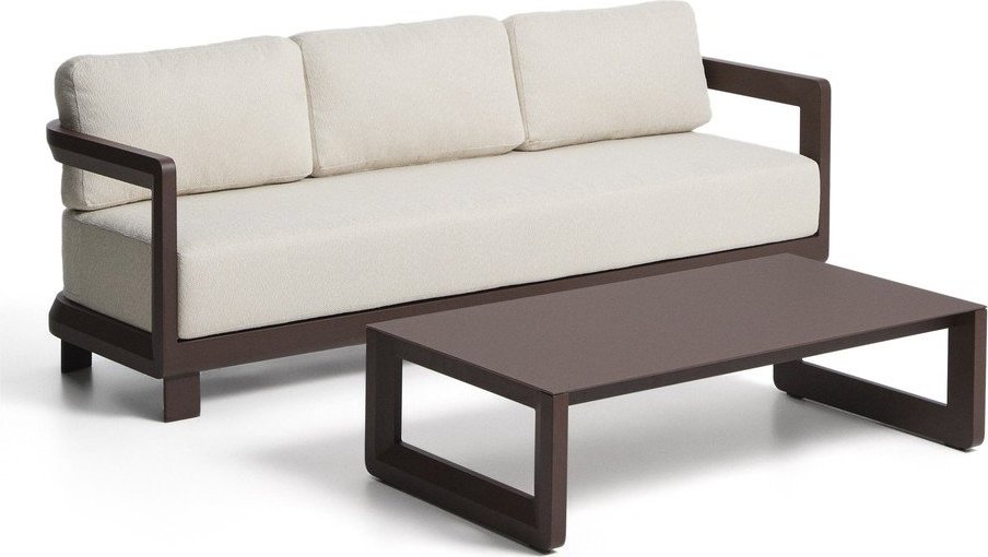 Hnědý/béžový hliníkový zahradní lounge set pro 3 osoby Nerano – Kave Home Kave Home