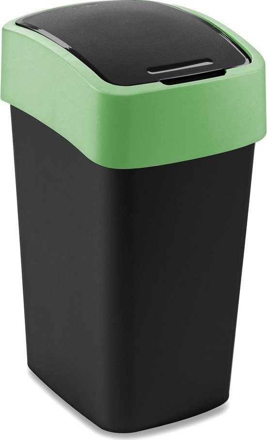 Zelený/černý plastový odpadkový koš na tříděný odpad 25 l Flip Bin – Curver Curver