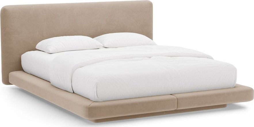 Světle hnědá čalouněná dvoulůžková postel 160x200 cm Linea – Micadoni Micadoni