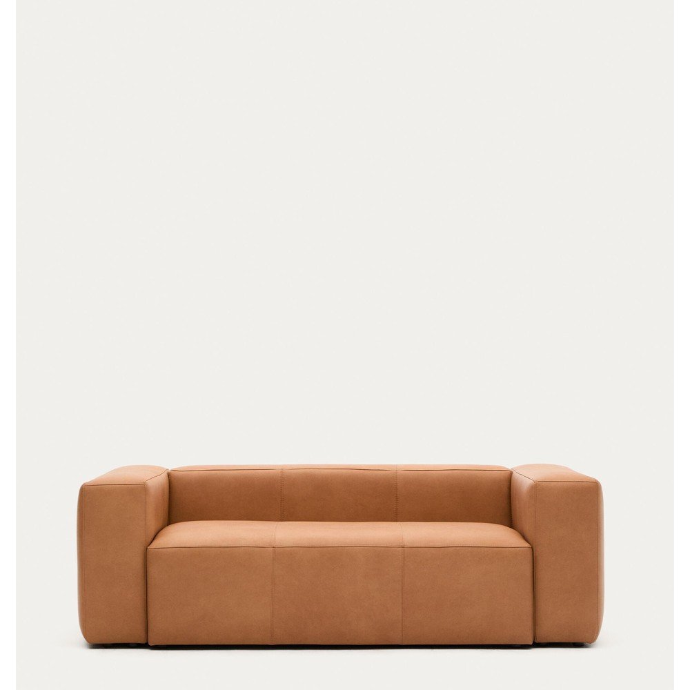 Hnědá kožená pohovka 210 cm Blok – Kave Home Kave Home