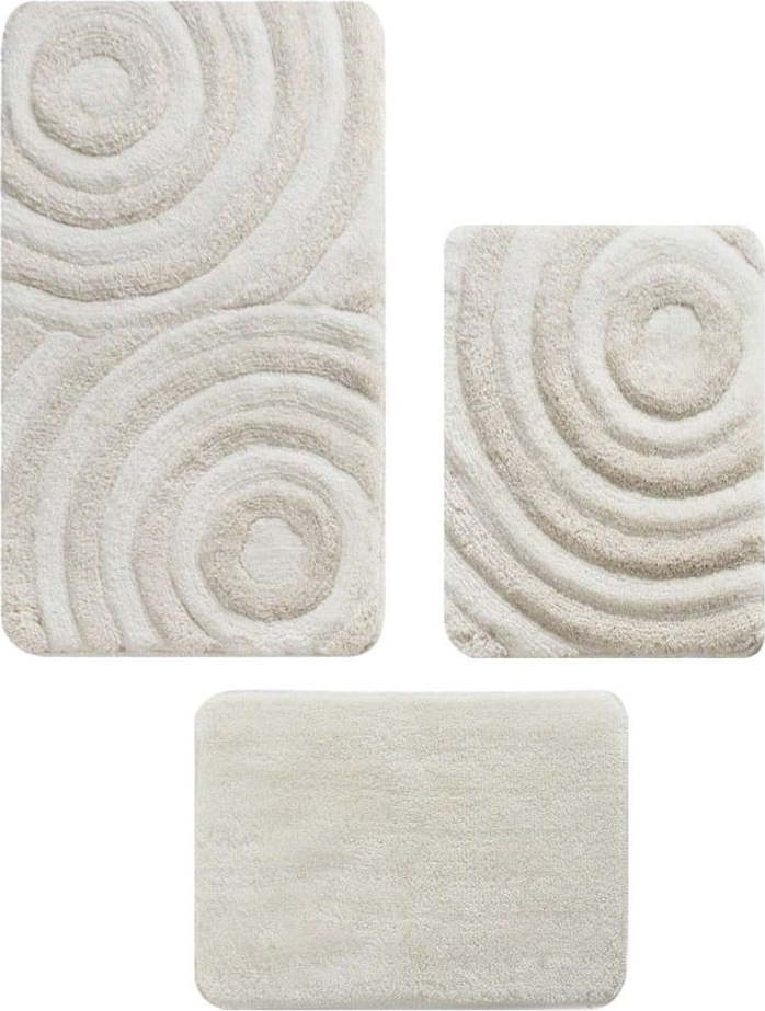 Béžové koupelnové předložky v sadě 3 ks 60x100 cm Wave – Foutastic Foutastic