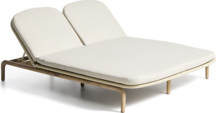 Béžové dvoumístné dřevěné polohovací zahradní lehátko Alipa – Kave Home Kave Home