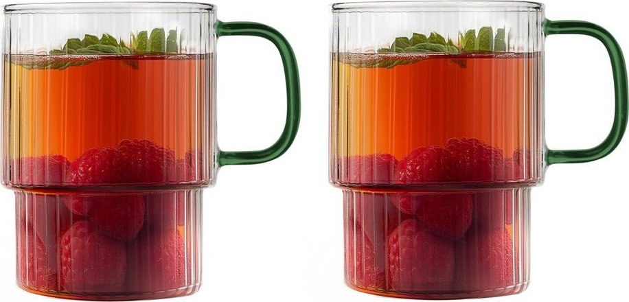 Zelené skleněné hrnky v sadě 2 ks na cappuccino 350 ml Livio – Vialli Design Vialli Design