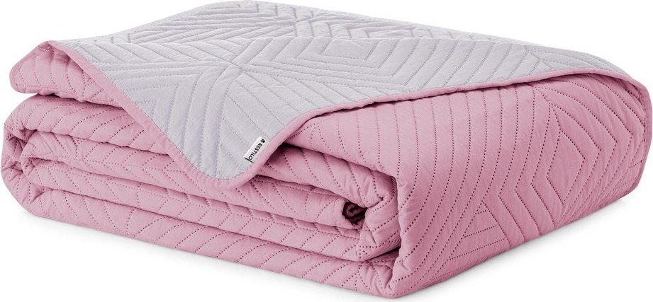Růžový/světle šedý prošívaný přehoz z mikrovlákna 220x240 cm Softa – Restilo Restilo