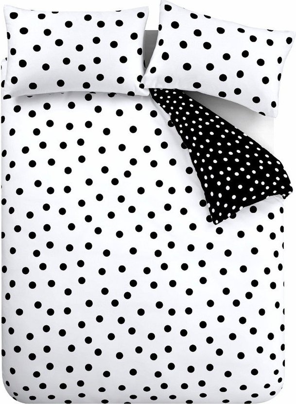 Černobílé povlečení na jednolůžko 135x200 cm Polka Dot – Catherine Lansfield Catherine Lansfield