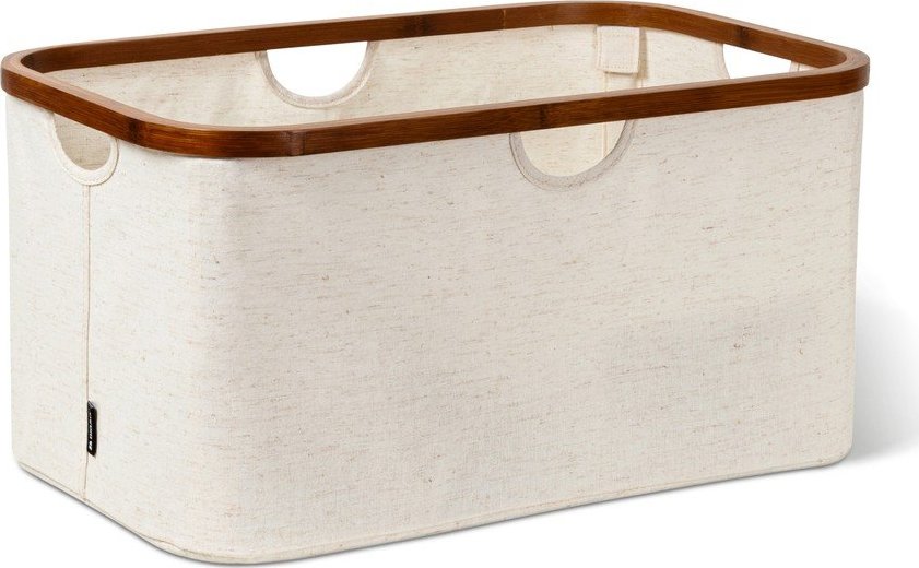 Krémový látkový koš na prádlo skládací Bamboo/Linen – Bigso Bigso
