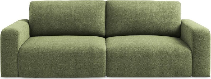 Zelená žinylková rozkládací/s úložným prostorem pohovka 252 cm Kona – Makamii Makamii