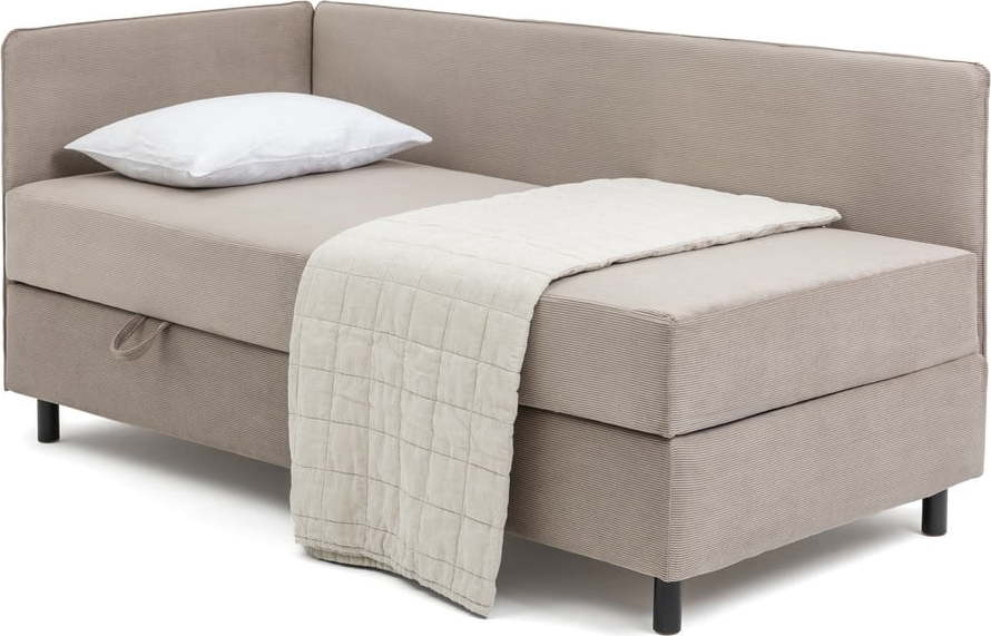 Taupe čalouněná jednolůžková postel s úložným prostorem s matrací 120x200 cm Avela - II. jakost – Bonami Selection Bonami Selection