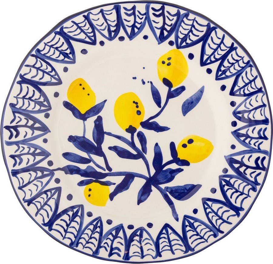 Bílý/modrý servírovací talíř z kameniny ø 27 cm Maxima – Bloomingville Bloomingville
