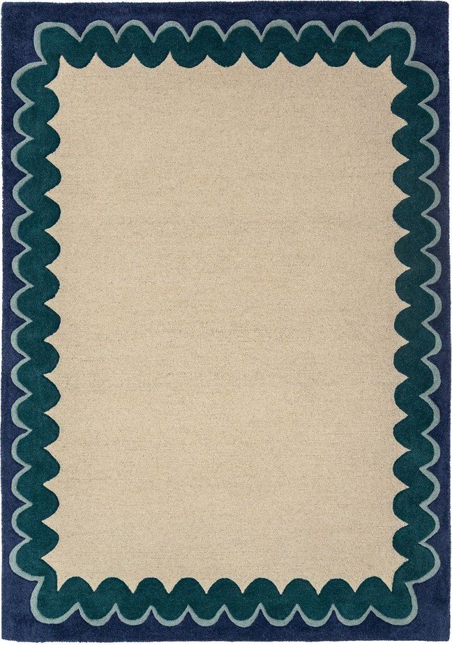 Ručně tkaný vlněný koberec v přírodní barvě/zelenomodrý 160x230 cm Wiggle Wool – Flair Rugs Flair Rugs