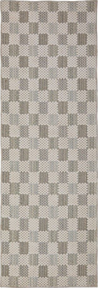 Zelený pratelný běhoun s příměsí bavlny 80x230 cm Muted Checkerboard – Flair Rugs Flair Rugs