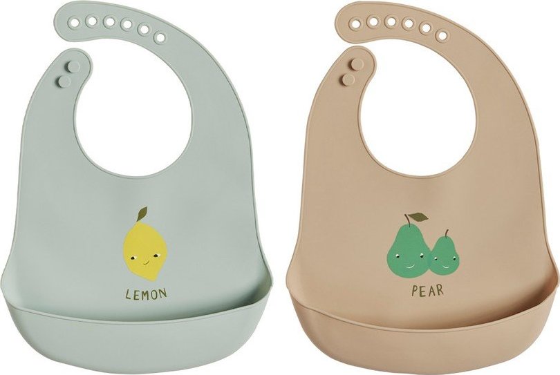 Silikonové bryndáky v sadě 2 ks v mentolové barvě/béžové Yummy – OYOY Mini OYOY MINI