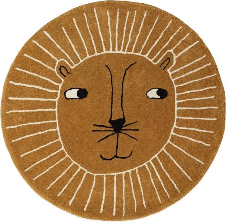 Hnědý dětský koberec s příměsí vlny ø95 cm Lion – OYOY Mini OYOY MINI