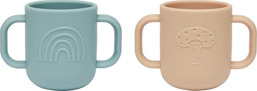 Světle modré/světle hnědé silikonové dětské hrnky v sadě 2 ks Kappu – OYOY Mini OYOY MINI
