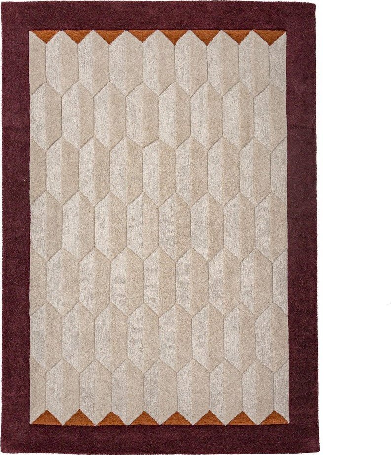 Vínový/v přírodní barvě ručně tkaný vlněný koberec 120x170 cm Apex Border Wool – Flair Rugs Flair Rugs