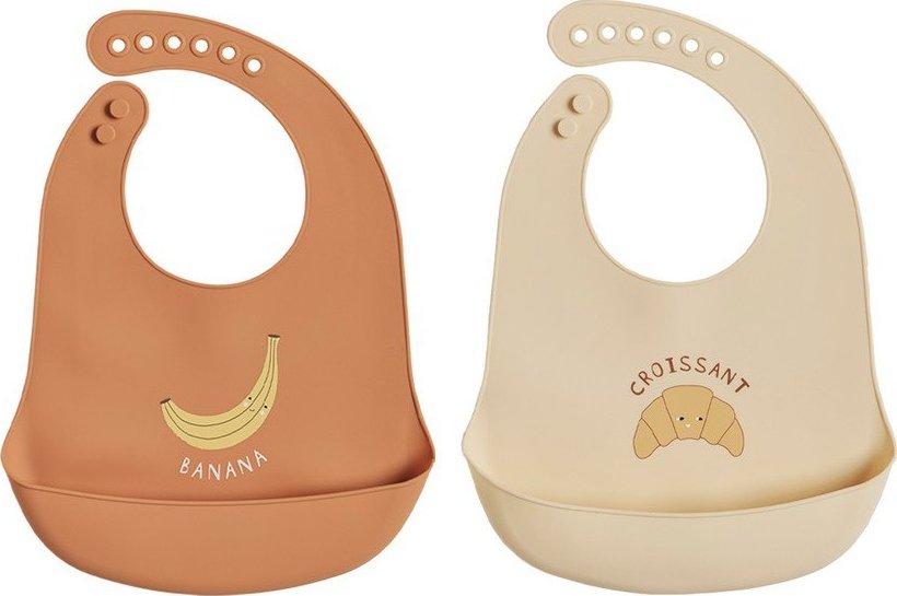 Oranžové/krémové silikonové bryndáky v sadě 2 ks Yummy – OYOY Mini OYOY MINI