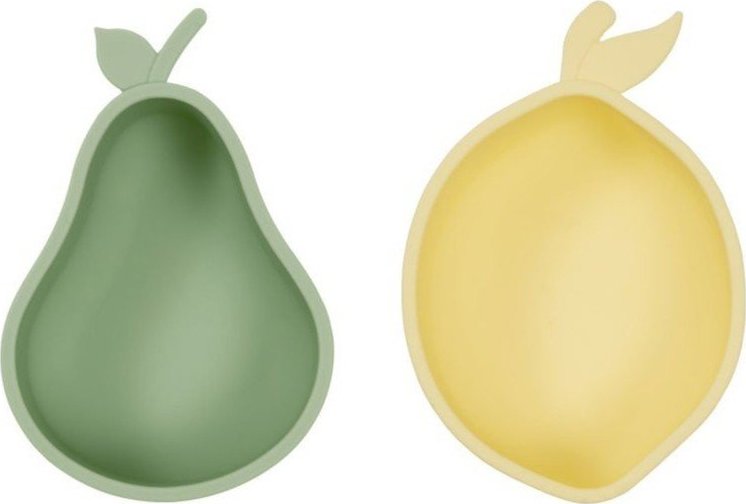 Žluté/zelené silikonové dětské misky v sadě 2 ks Lemon & Pear – OYOY Mini OYOY MINI
