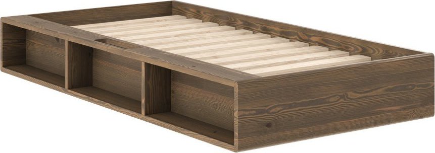 Jednolůžková postel z borovicového dřeva bez čela s roštem 90x200 cm v tmavě přírodní barvě Ziggy – Karup Karup
