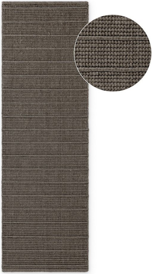 Tmavě šedý/tmavě hnědý ručně tkaný vlněný běhoun 80x250 cm Camden Parker – Ted Baker Ted Baker