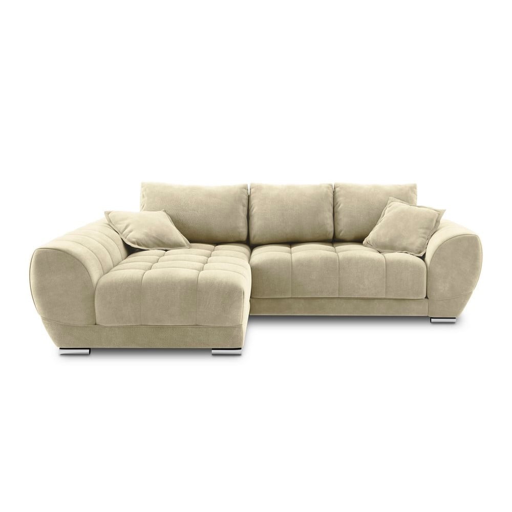 Béžová rozkládací rohová pohovka se sametovým potahem Windsor & Co Sofas Nuage